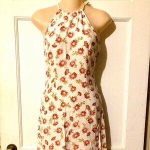 United Colors Of Benetton White Floral Halter Dress with Red Flowers